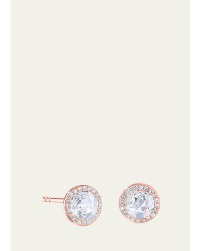 64 Facets 18k Rose Gold Solitaire Stud Earrings With Diamonds - Natural