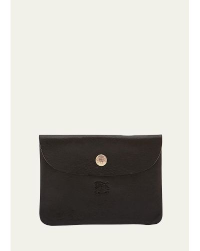 Il Bisonte Leather Envelope Card Case - Black