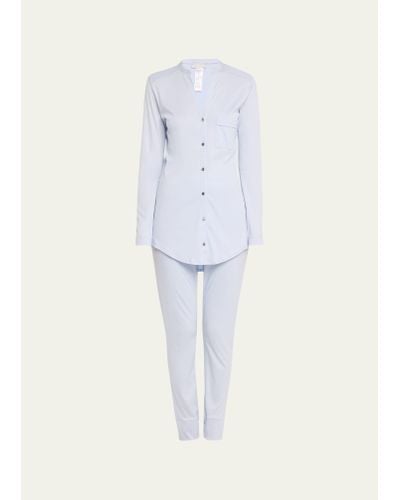 Hanro Pure Essence Two-piece Pajama Set - Blue