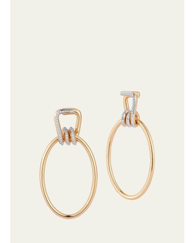 WALTERS FAITH Huxley 18k Rose Gold And Diamond Elongated Coil Link Earrings - Natural