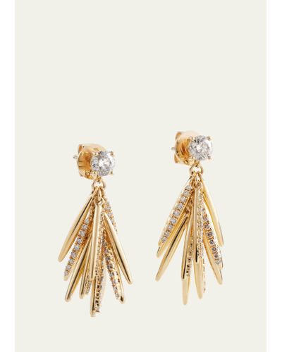 Ileana Makri 18k Grass Sunshine Mini Bunch Diamond Drop Earrings - Natural