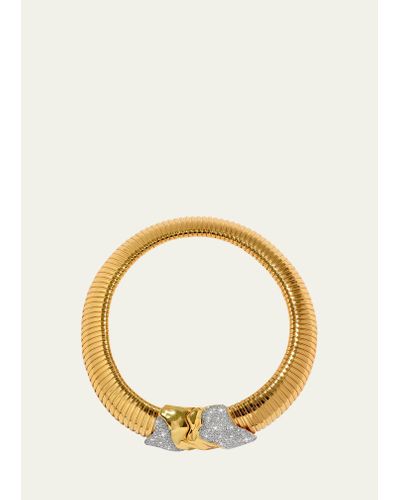 Alexis Solanales Gold Tubogas Collar Necklace - Metallic