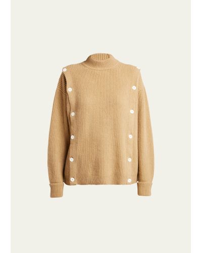 Setchu Button Wool Cashmere Sweater - Natural