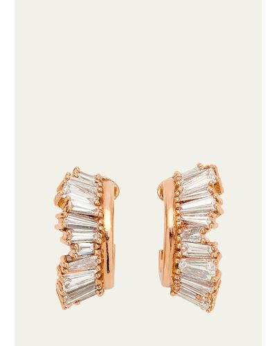 Nak Armstrong Petite Ruched Hoop Earrings With White Diamonds And Recycled Rose Gold - Natural