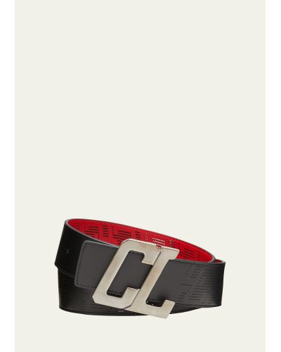 Christian Louboutin Happy Rui Perforated Leather Cl-logo Belt - Red