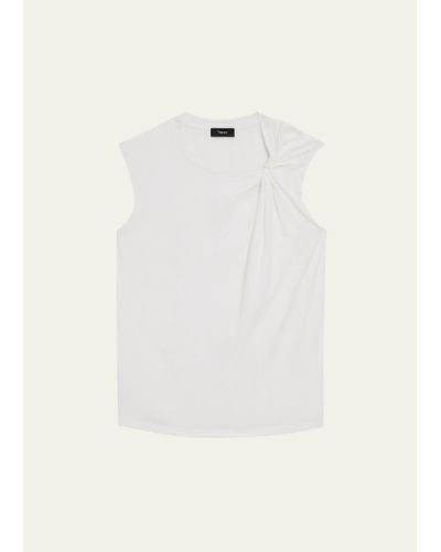 Theory Twisted Apex Pure Tank Top - Natural