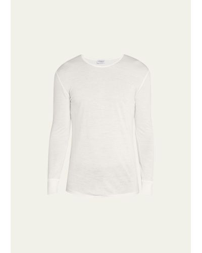 Zimmerli of Switzerland Wool-silk Crewneck T-shirt - Natural