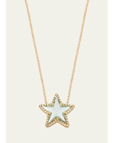 Daniella Kronfle Charmed Medium Diamond And Prasiolite Star Necklace - White