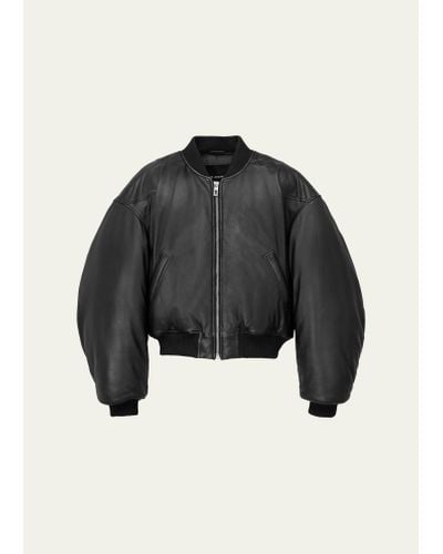 Marc Jacobs Puffy Leather Bomber Jacket - Black