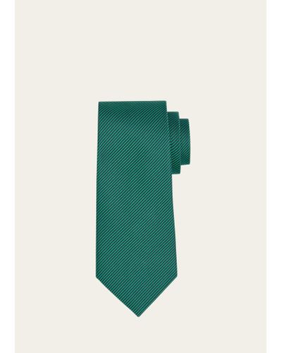 Charvet Stripe Satin Tie - Green
