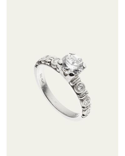 Alex Sepkus Cubic Zirconia Circles Solitaire Ring With Diamonds - Natural