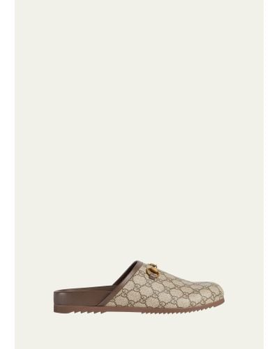 Gucci River GG Horsebit Slippers - Natural