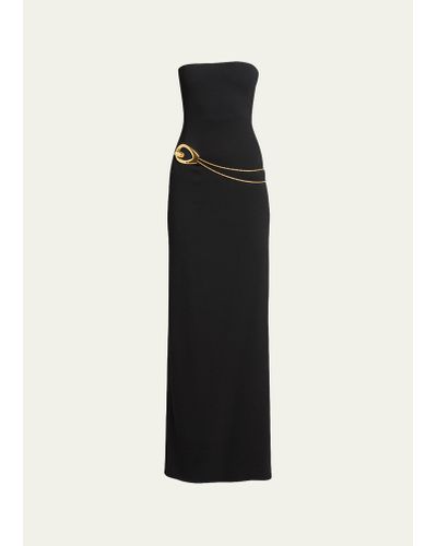 Tom Ford Stretch Sable Strapless Evening Dress With Cutout Detail - Black