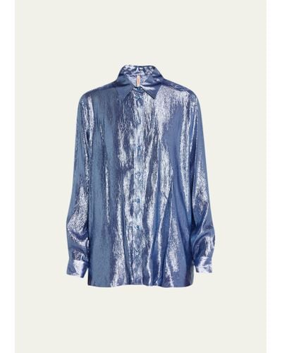 Indress Metallic Lurex-voile Shirt - Blue