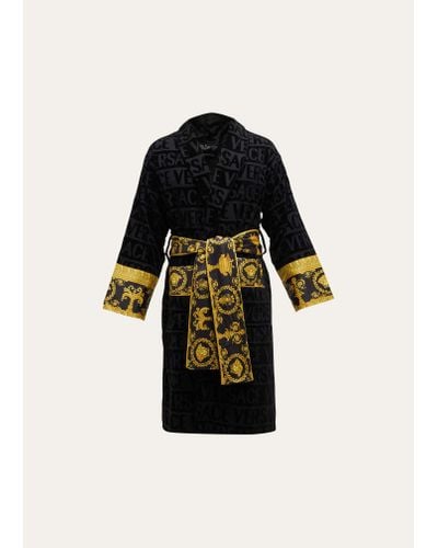Versace Unisex Barocco Sleeve Robe - Black