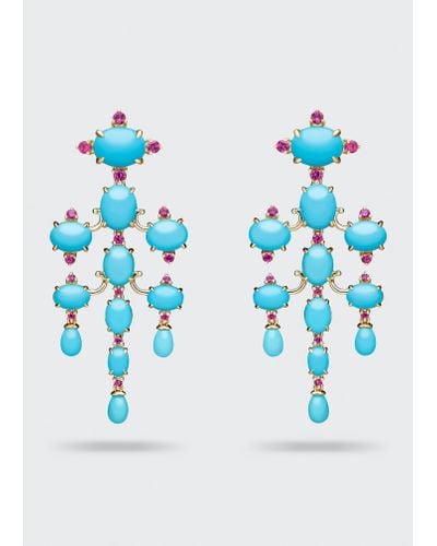 Paul Morelli Turquoise And Ruby Chandelier Earrings - Blue