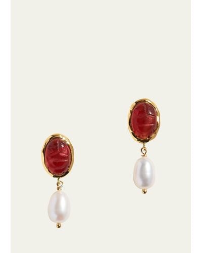 Pamela Love Taia Earrings With Pearls - Red