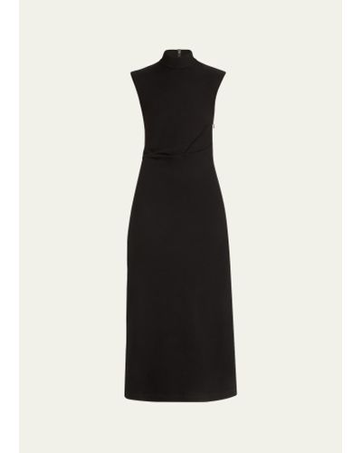 Brunello Cucinelli Couture Jersey Draped Midi Dress - Black