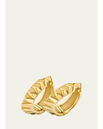DRIES CRIEL 18k Yellow Gold Pyramid Medium Hoop Earrings With White Diamonds - Metallic