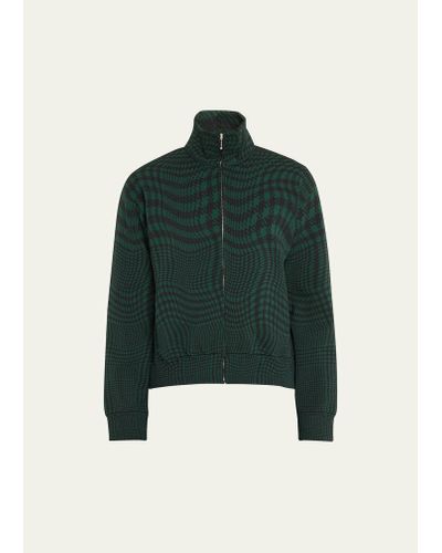 Burberry Warped Check Track Jacket - Green