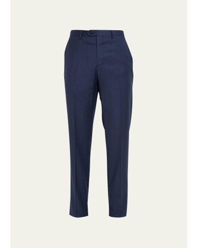 Giorgio Armani Solid Wool Dress Pants - Blue