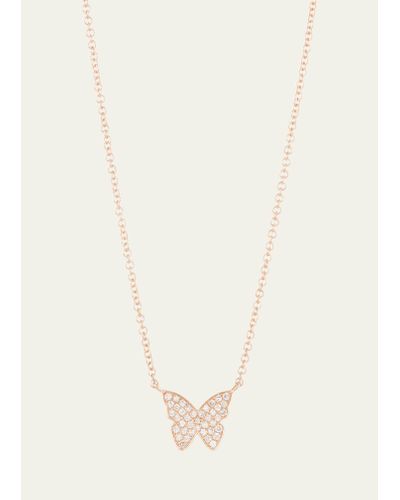 EF Collection 14k Rose Gold Diamond Butterfly Necklace - Natural