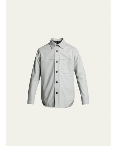 Brioni Solid Deerskin Shirt Jacket - White