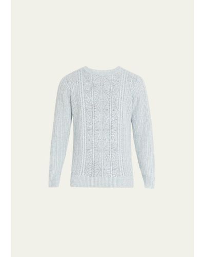 Inis Meáin Linen Aran Crewneck Sweater - White