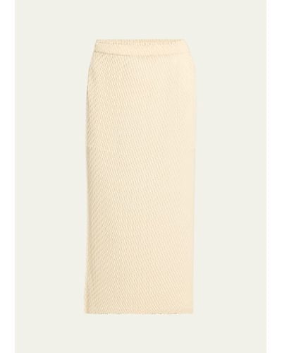 Issey Miyake Sleek Pleats Midi Skirt - Natural