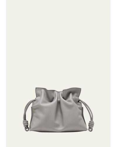 Loewe Flamenco Mini Clutch Bag In Napa Leather With Blind Embossed Anagram - Gray