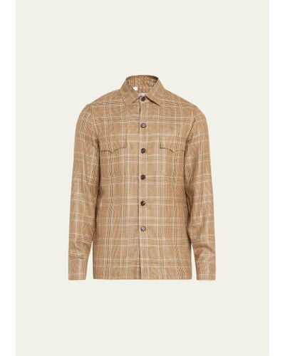 Cesare Attolini Houndstooth Check Overshirt - Natural
