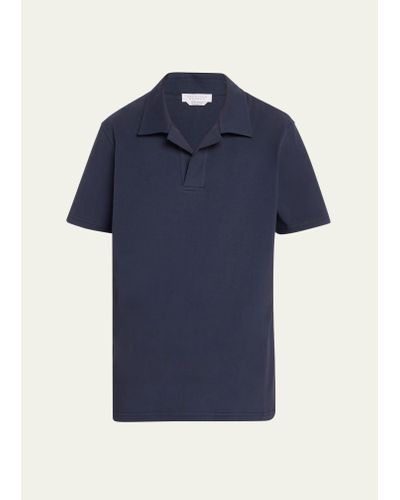 Gabriela Hearst Jaime Cotton Jersey Polo Shirt - Blue
