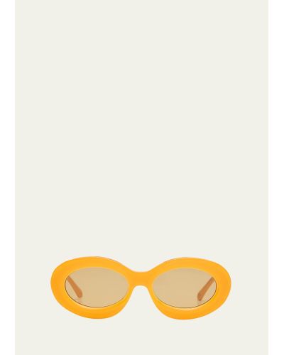 Karen Walker Monochrome Acetate Oval Sunglasses - Yellow