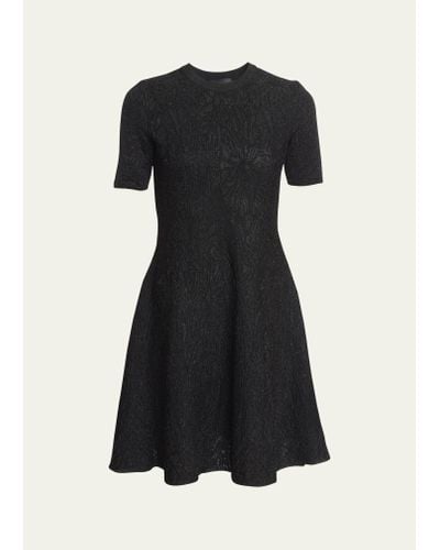 Givenchy Embossed Jacquard Fit-and-flare Dress - Black