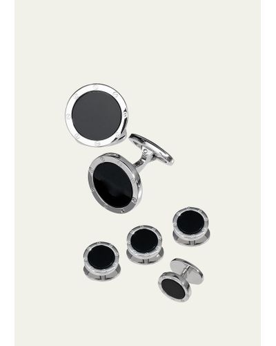 Jan Leslie Round Onyx Cuff Link And Stud Set - Multicolor
