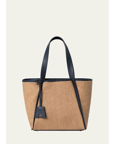 Akris Alex Small Convertible Raffia Tote Bag - Natural