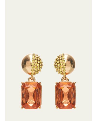 Oscar de la Renta Half Pave Crystal Drop Earrings - Multicolor