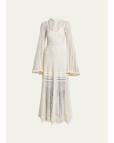 Chloé Cashmere Blend Lace Knit Maxi Dress - Natural