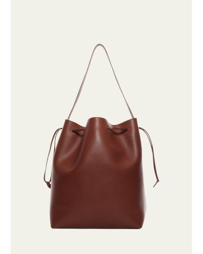 The Row Belvedere Bucket Bag In Saddle Leather - Red