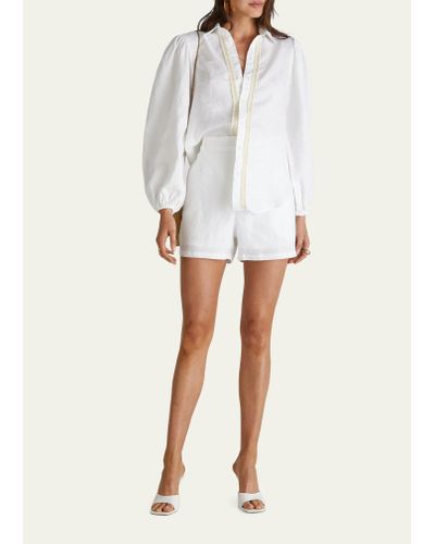 Aqua Blu Australia Carrington Linen Shorts - White