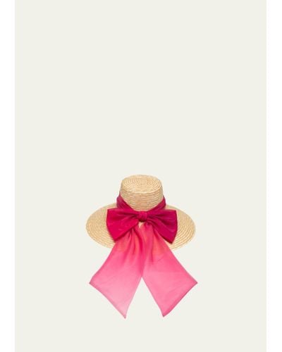 Eugenia Kim Mirabel Straw Wide-brim Hat With Organza Bow - Pink