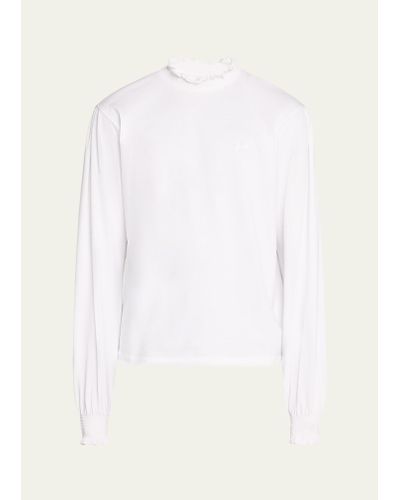 Random Identities Jersey Ruffle-collar T-shirt - White