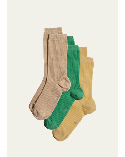 Stems Cashmere-cotton Crew Socks 3-pack - Green