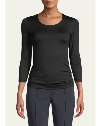 Akris Fitted 3/4-sleeve Stretch-jersey Top - Black