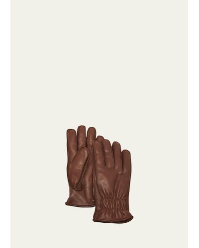 Bergdorf Goodman Deerskin Leather Gloves - Brown