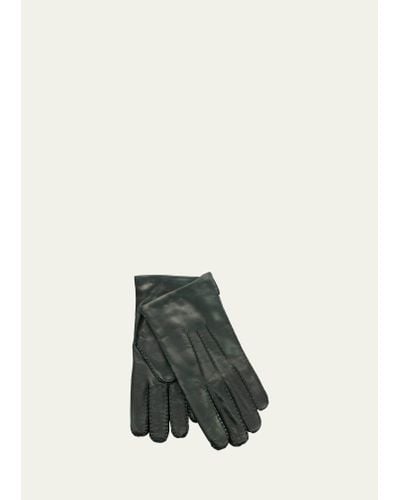 Bergdorf Goodman Handsewn Napa Leather Gloves - Gray