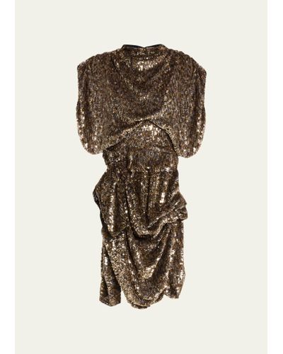 Marc Jacobs High-neck Draped Sequin Mini Dress - Metallic