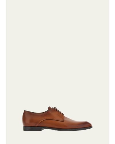Ferragamo Fosco Leather Derby Shoes - Brown