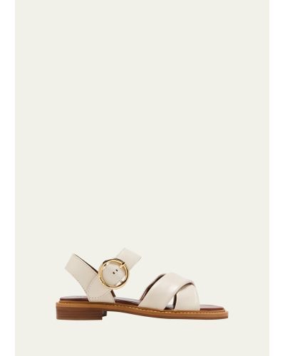 See By Chloé Lyna Leather Crisscross Ankle-strap Sandals - Natural
