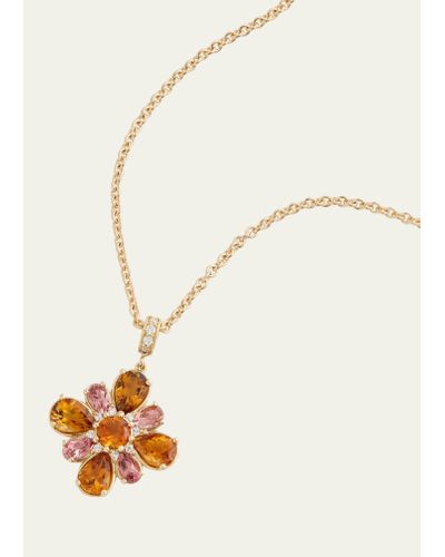 Jamie Wolf 18k Yellow Gold Floral Pendant Necklace With Orange Tourmaline - Natural